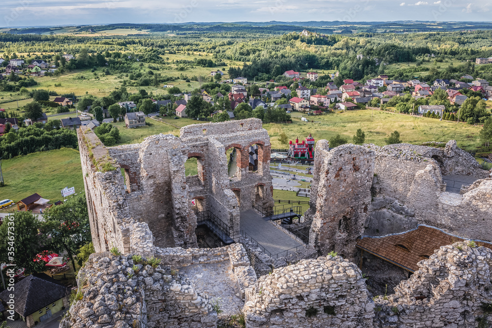 Ruins of Ogrodzieniec Castle in Podzamcze village in Silesia region, Poland