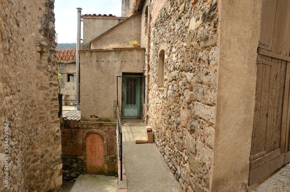 Run-down houses in Besalu, Girona, Spain