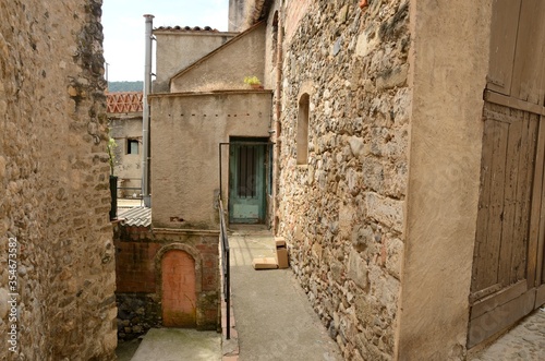 Run-down houses in Besalu, Girona, Spain