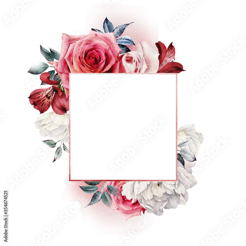 Greeting card with rose flowers, can be used as invitation card for wedding, ...