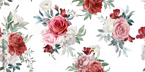 Fototapeta czerwone retro kwiaty jak wiązanki