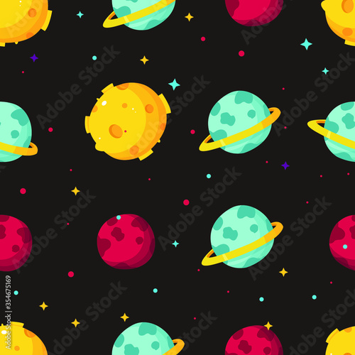 seamless vector pattern of planets in space