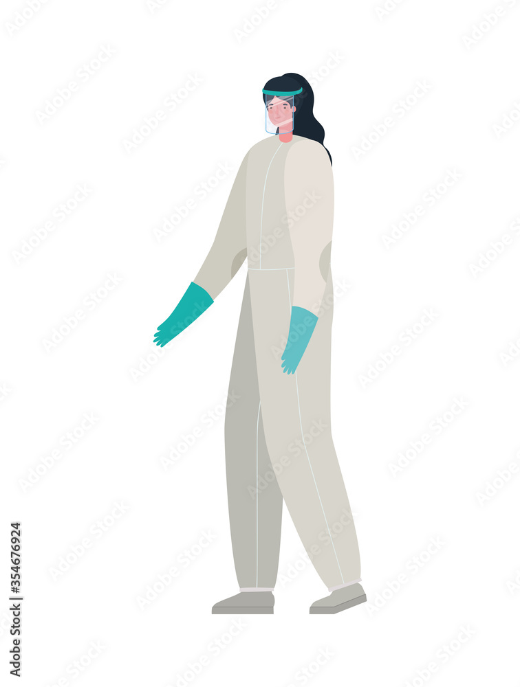 Female doctor with protective suit and mask vector design Female doctor with protective suit and mask vector design