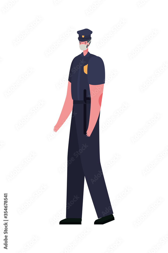 Male police with mask vector design
