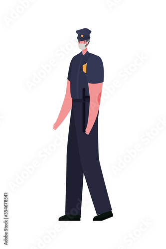 Male police with mask vector design