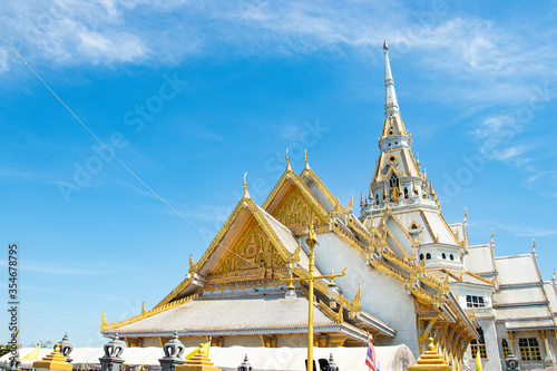 Roof of Thai temple at Wat Sothon Wararam Worawihan in Thailand.