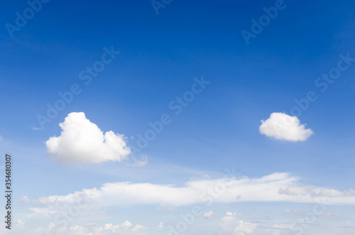 blue sky and white fluffy cloud horizon outdoor for background.