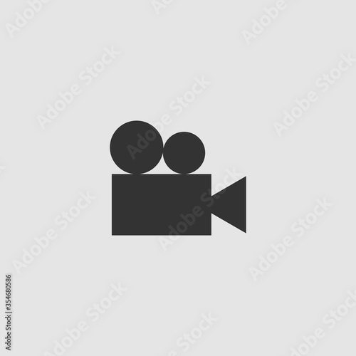 Retro cinema icon flat.