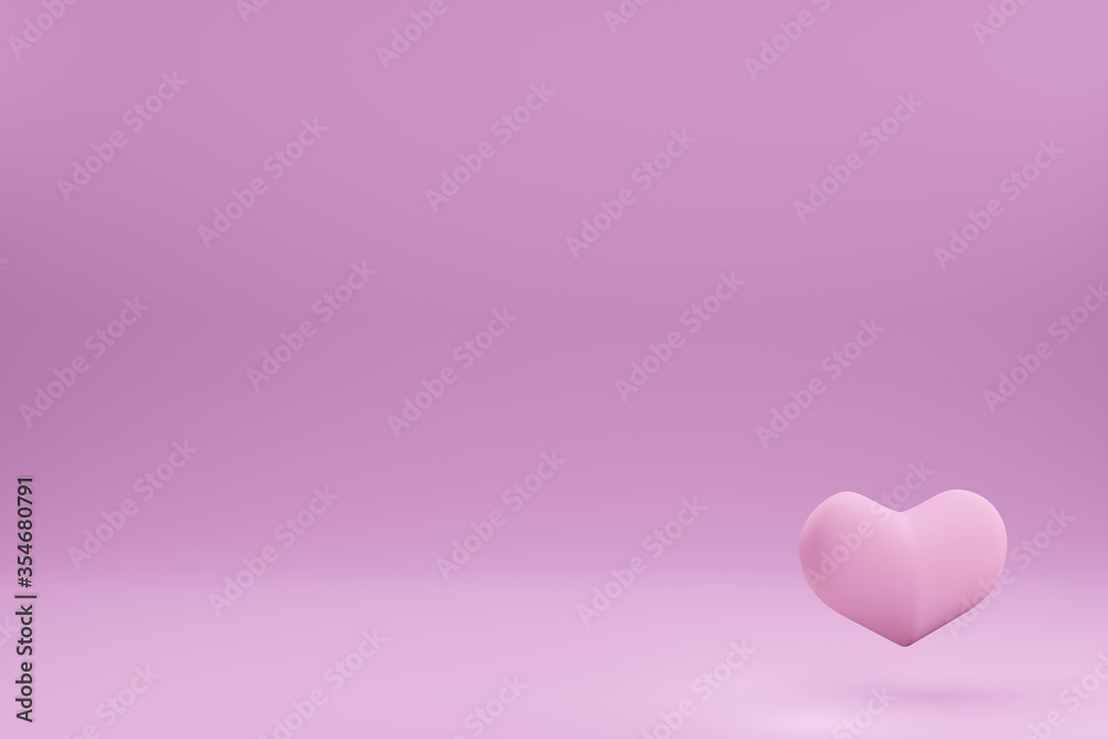 Pink growing hearts and pots purple measurement and analysis. Valentine's day Family. Illustration wallpaper for background. Business design product presentation. 3D Rendering. 
