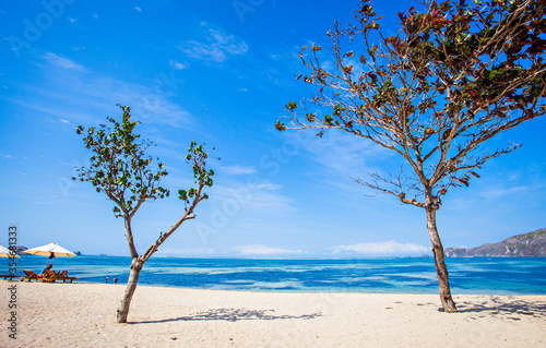 Fototapeta Naklejka Na Ścianę i Meble -  Kuta Beach at Mandalika, Lombok, Indonesia. A Beautifull Tropical beach with new development for tourism and designed to be another Bali in Indonesia.