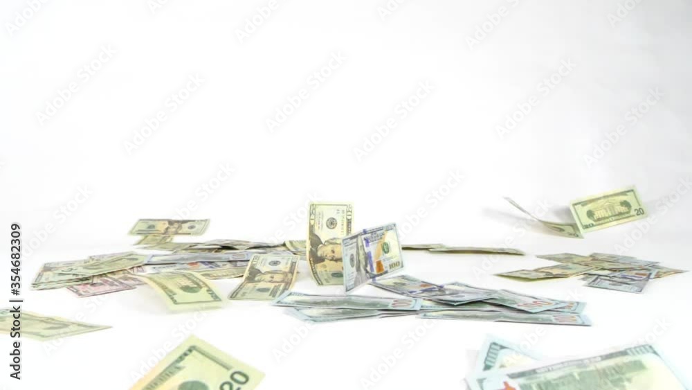 425 Dollar bills falling from the sky