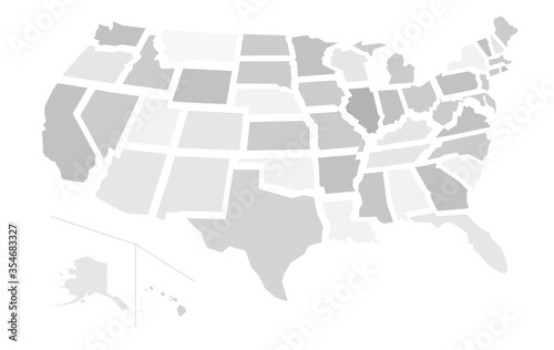 Mappa degli Stati Uniti con stati staccati