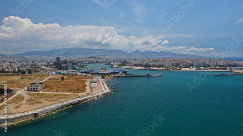 Εκτύπωση καμβά Aerial drone photo of old abandoned fertiliser factory in Piraeus port where tom