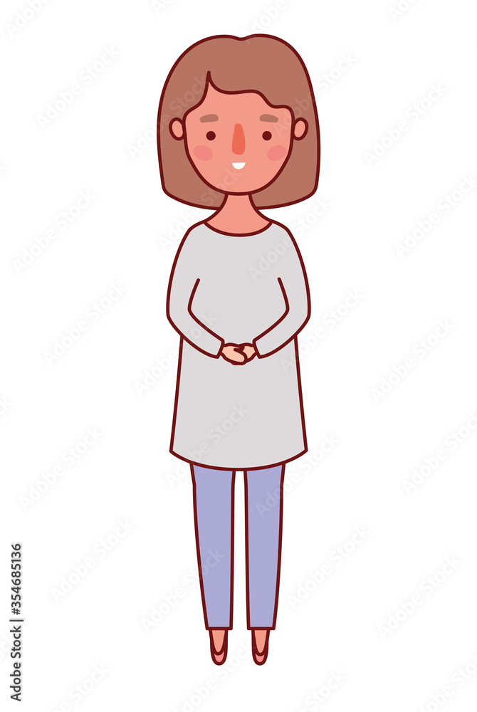Avatar woman cartoon with brown hair vector design Avatar woman cartoon with brown hair vector design