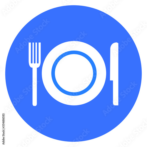 Crockery cutlery icon, symbol, blue, Vector