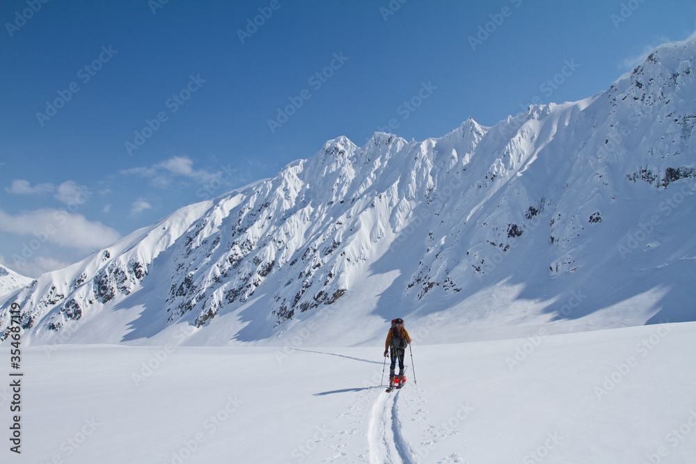 ski touring on an icefield