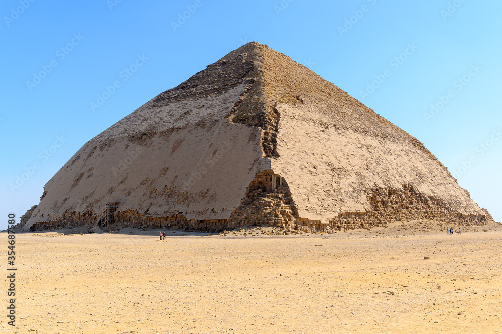 Bent Pyramid at Dahshur Necropolis in an arid landscape near Cairo-Egypt Bent Pyramid at Dahshur Necropolis in an arid landscape near Cairo-Egypt