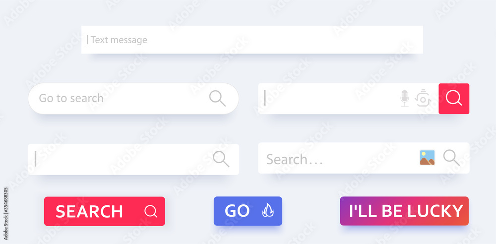 Set www search bar icons. Modern search bar for ui, design and web site. Vector illustration isolated on white background. Set www search bar icons. Modern search bar for ui, design and web site. Vector illustration isolated on white background.