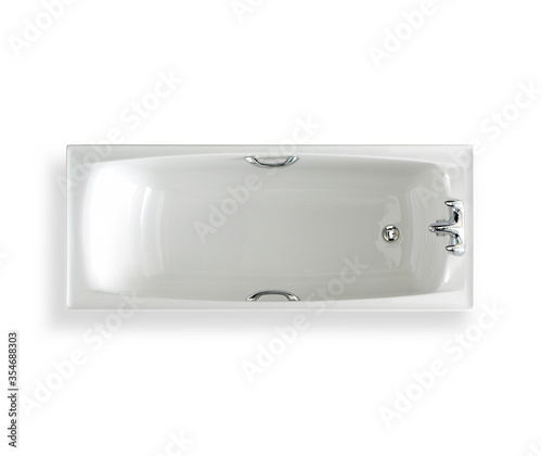 Top view of bathtub on white background