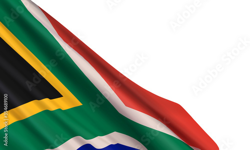 The realistic flag of South Africa isolated on a white background. Vector element for Heritage Day, Nelson Mandela Day.