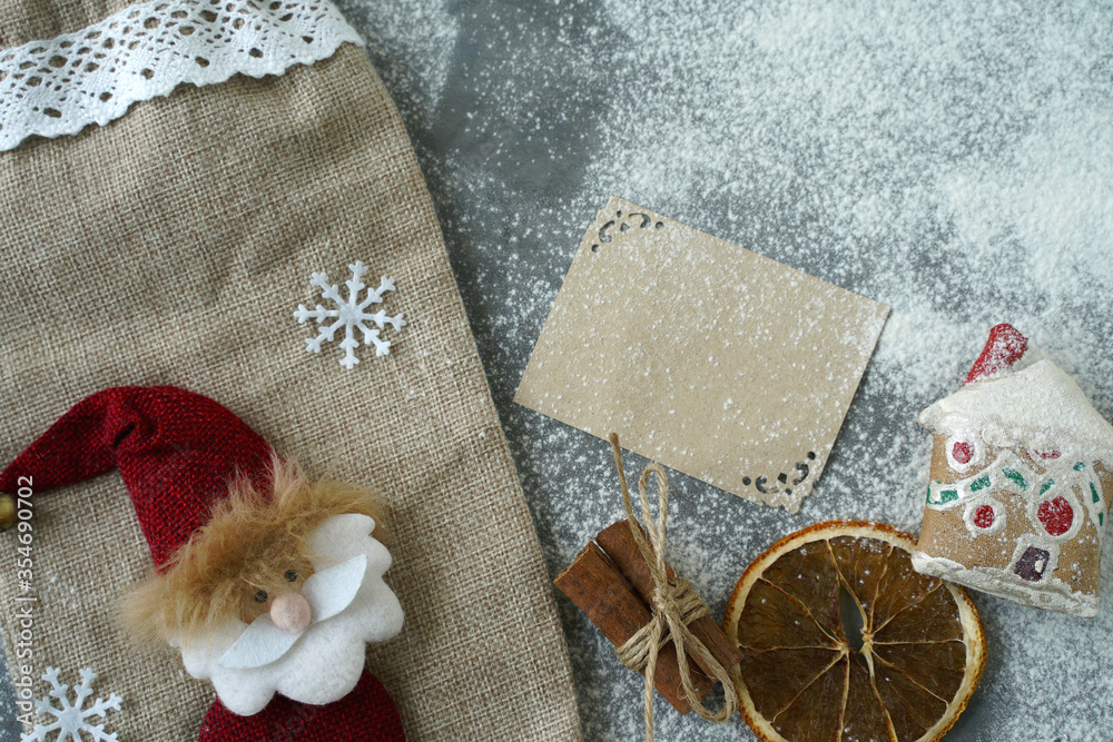 Fototapeta premium christmas card with christmas decorations