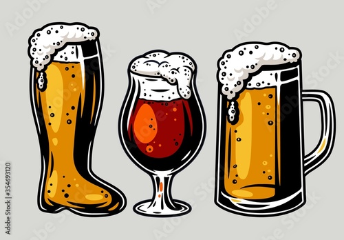 Colored beer mug with foam bar menu