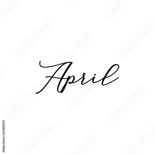 April. Calligraphy card, banner or poster graphic design handwritten lettering vector element.