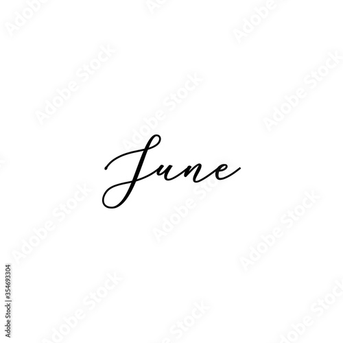 June. Calligraphy card, banner or poster graphic design handwritten lettering vector element.