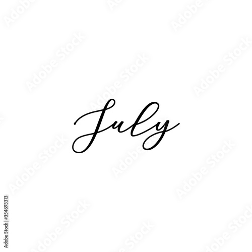 July. Calligraphy card, banner or poster graphic design handwritten lettering vector element.