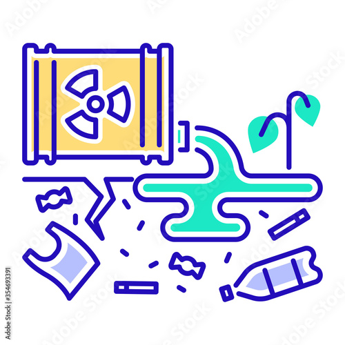 Land degradation color line icon. Ecological disaster. Isolated vector element. Outline pictogram for web page, mobile app, promo.