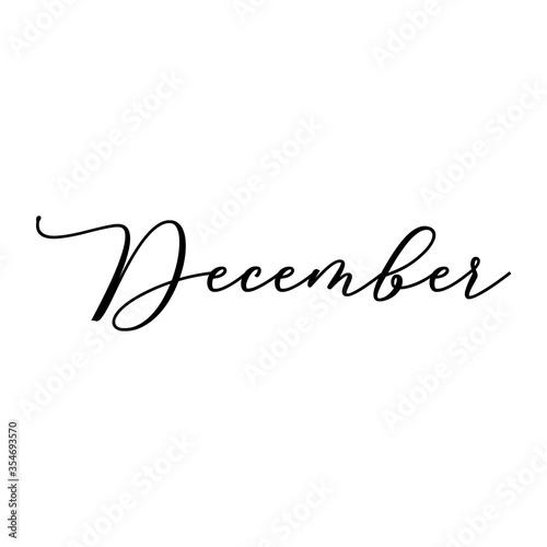 December. Calligraphy card, banner or poster graphic design handwritten lettering vector element.