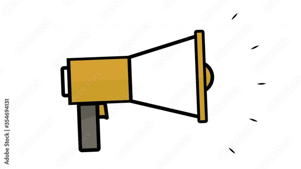 Loudspeaker protest civil unrest symbol or icon, 2d flat animation loop yellow Loudspeaker protest civil unrest symbol or icon, 2d flat animation loop yellow