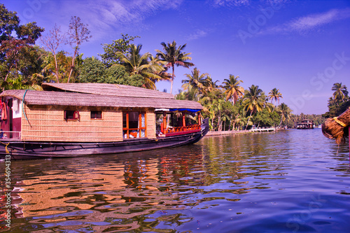 House boat in a the city of Kerala back waters in India