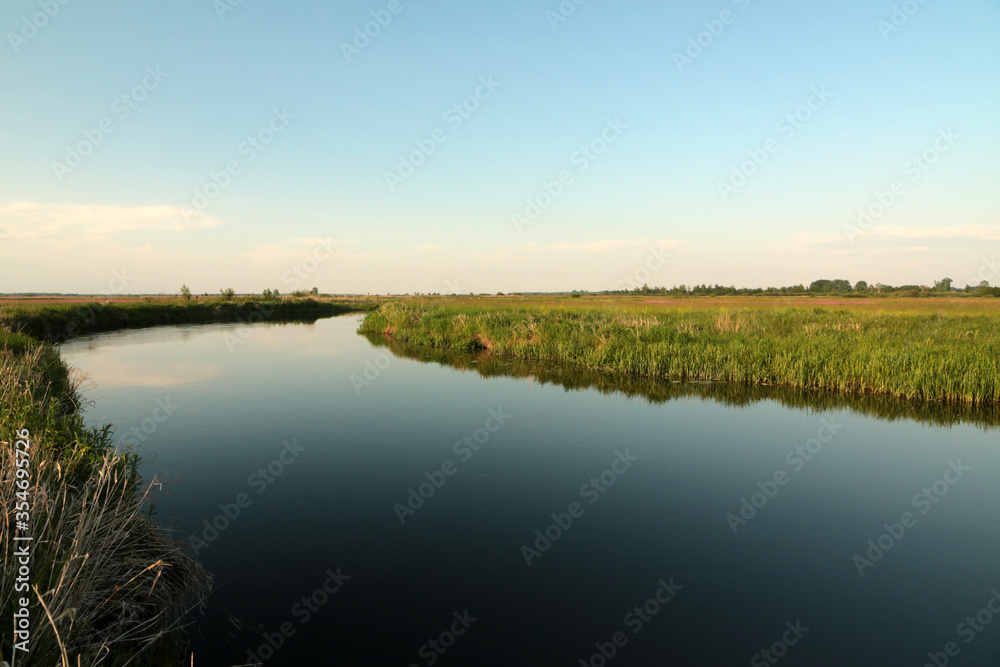 Landscape od Biebrza river in Biebrza National Park, Poland