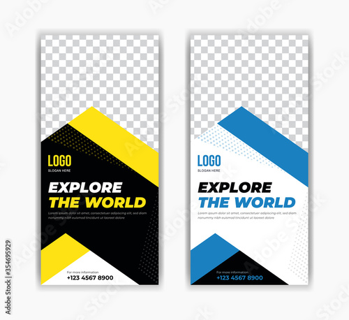 Travel or tour agency rack card dl flyer social media instagram post facebook cover page timeline web ad banner template design