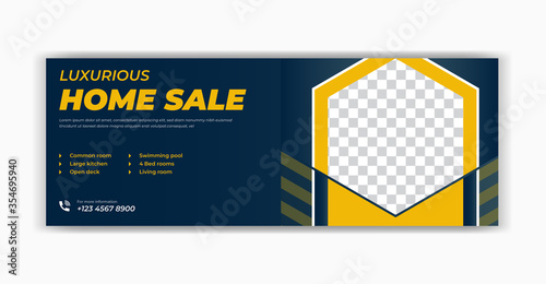 Real estate home rent sale social media post facebook cover page timeline web ad banner template design