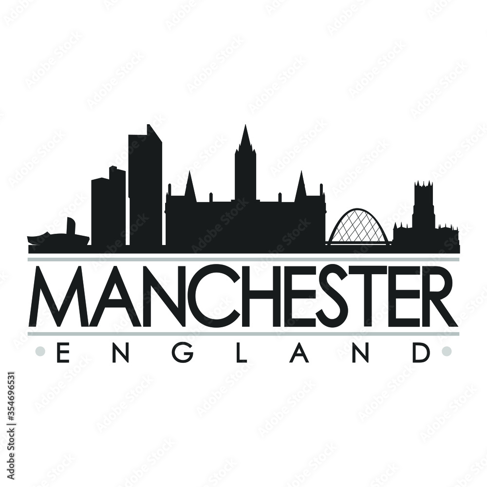 Manchester Skyline Silhouette Design City Vector Art