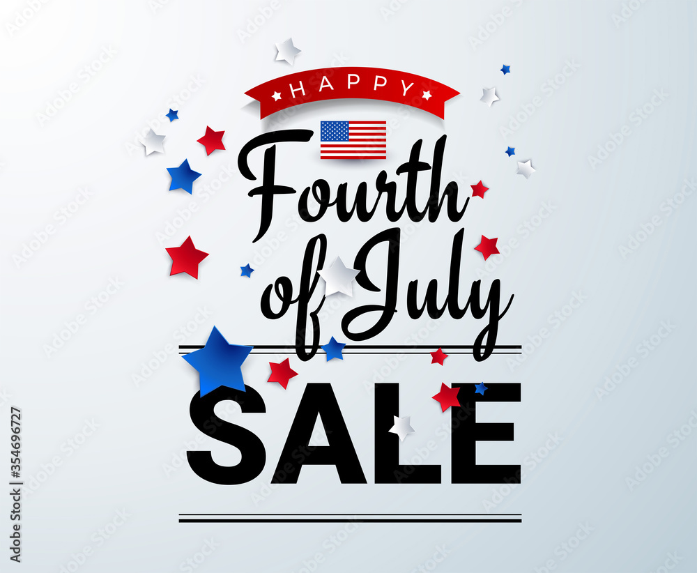 Fourth of July Sale banner template w/ american stars and flag vector Fourth of July Sale banner template w/ american stars and flag vector