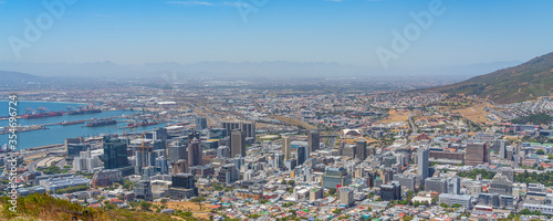 Panorama view of Cape Town  South Africa from the Table Mountain  Main Centre