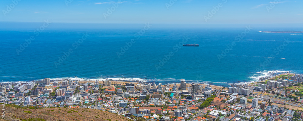 Panorama view of Cape Town, South Africa from the Table Mountain