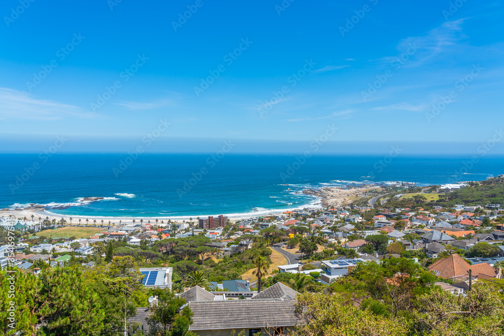 Panorama view of Campsbay, Cape Town, South Africa from the Table Mountain