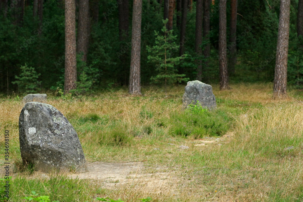 Stone circles near Odry village in Bory Tucholskie National Park, Poland Stone circles near Odry village in Bory Tucholskie National Park, Poland