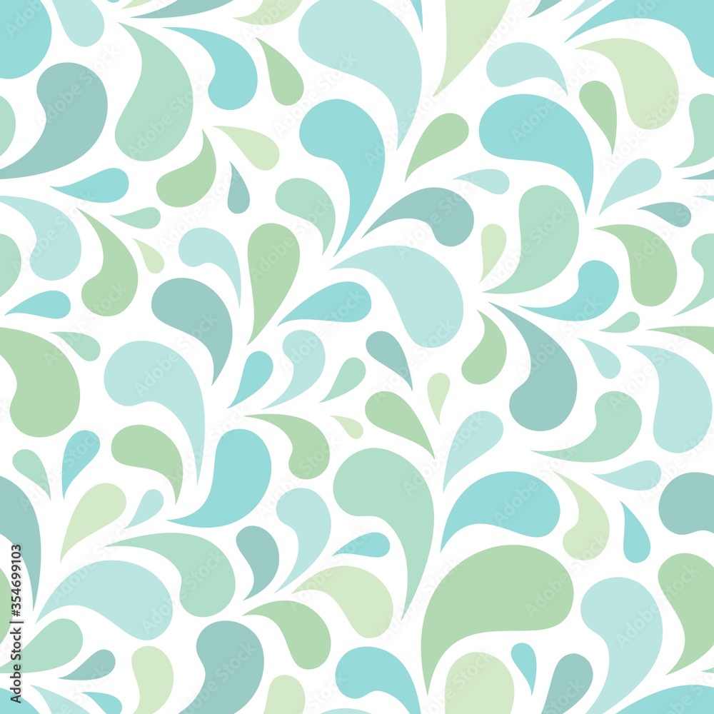 Seamless abstract pattern with blue and turquoise drops or petals on white background. Seamless abstract pattern with blue and turquoise drops or petals on white background.
