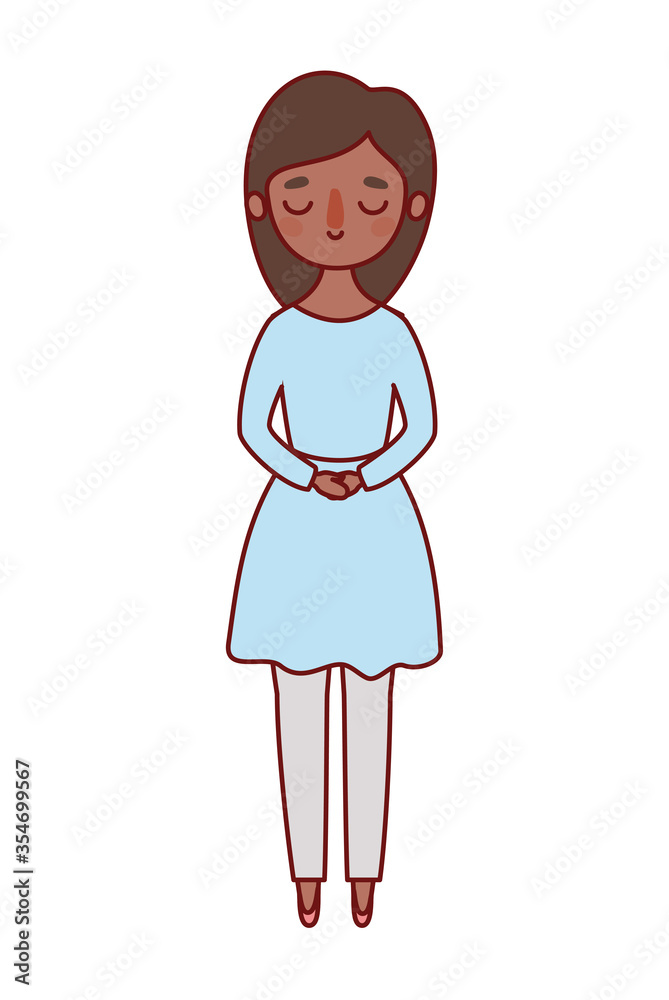 Avatar woman cartoon with brown hair vector design