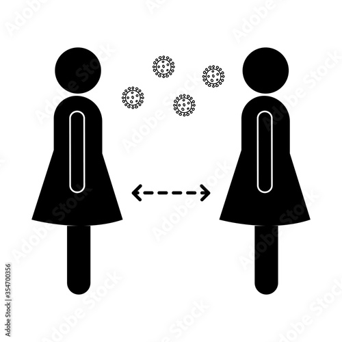 Social distancing between women silhouette style icon vector design