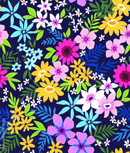 Elegant floral pattern in small colorful flower. Liberty style. Floral seamless background for fashion prints. Ditsy print. Seamless vector texture. Spring bouquet.