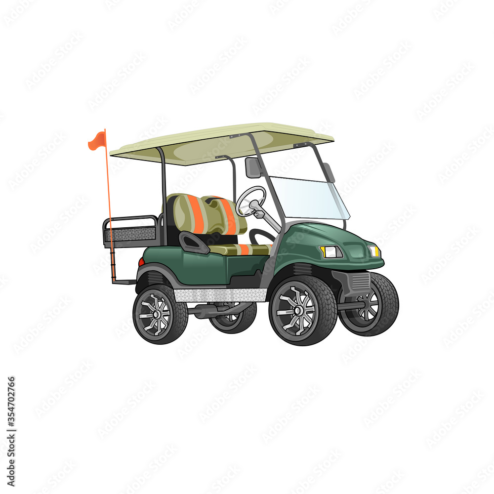 Golf Cart Green Vector Illustration Logo Design.  