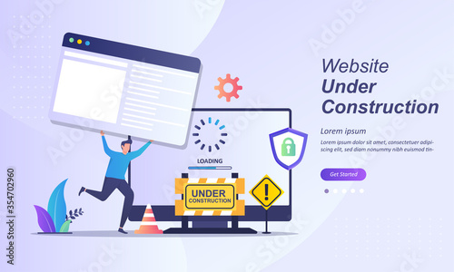 Website is Under Construction concept, A team Fixing web system, updating the server by developers Suitable for web landing page, ui, mobile app, banner template. Vector Illustration 