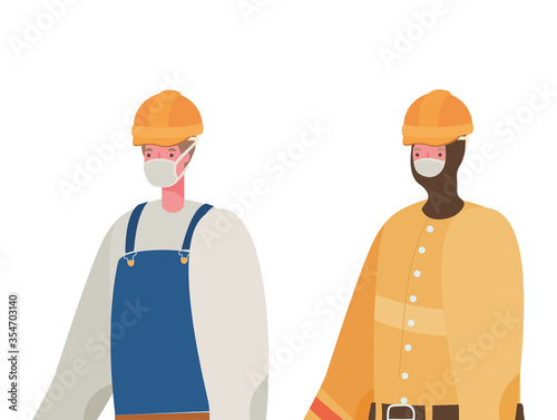 Male constructers with masks vector design