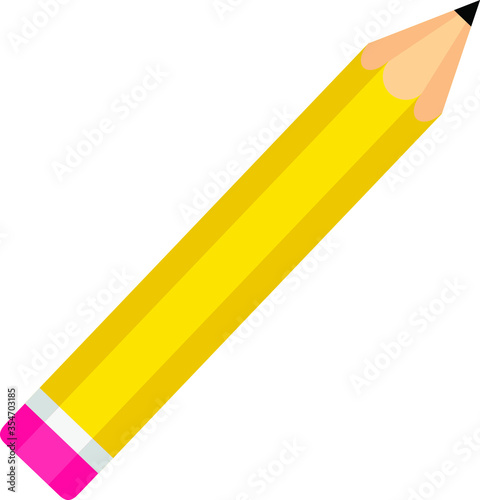 Vector illustration of a yellow pencil on a white background.
